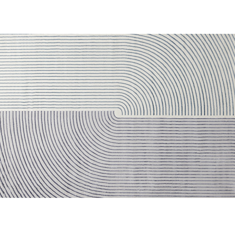 Grey Modern Area Carpet Polyester Stripe Pattern Rug Easy Care Area Rug for Home Decor