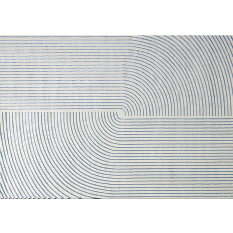 Grey Modern Area Carpet Polyester Stripe Pattern Rug Easy Care Area Rug for Home Decor