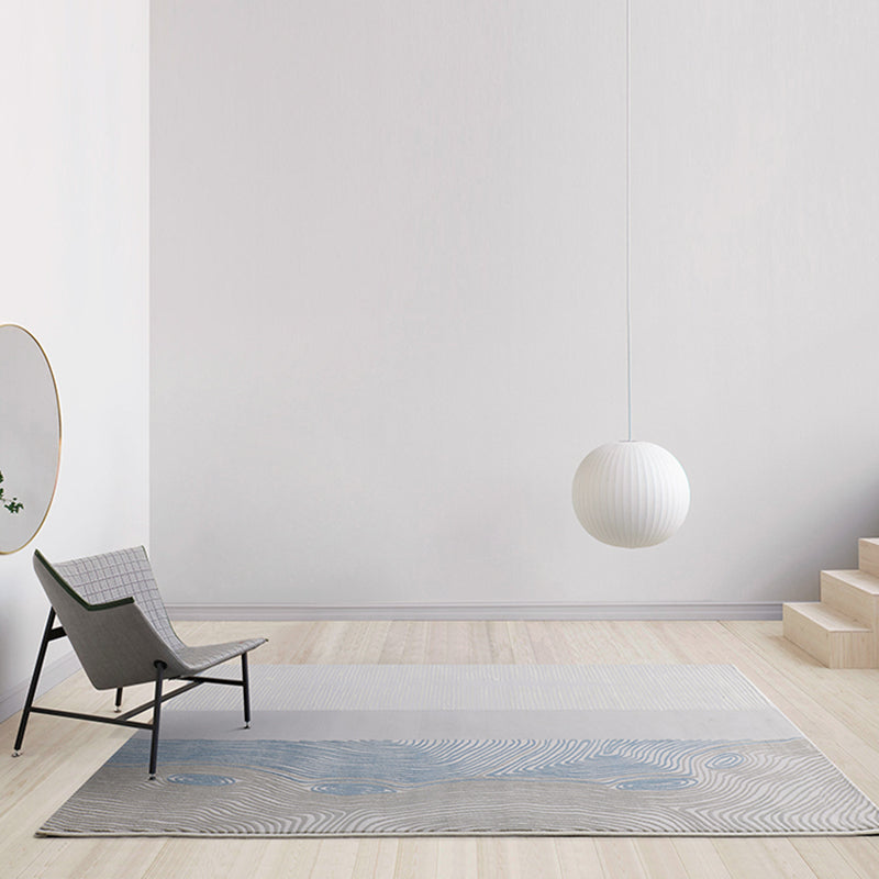 Grey Modern Area Carpet Polyester Stripe Pattern Rug Easy Care Area Rug for Home Decor