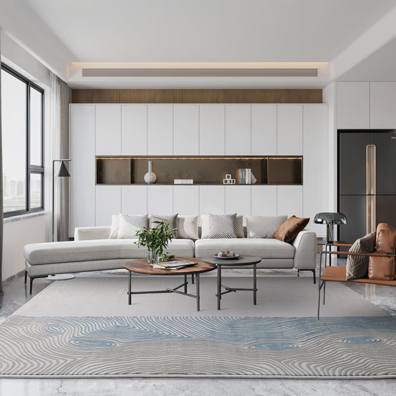 Grey Modern Area Carpet Polyester Stripe Pattern Rug Easy Care Area Rug for Home Decor