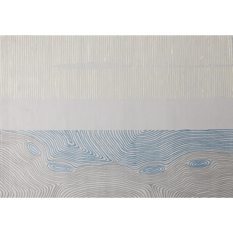 Grey Modern Area Carpet Polyester Stripe Pattern Rug Easy Care Area Rug for Home Decor