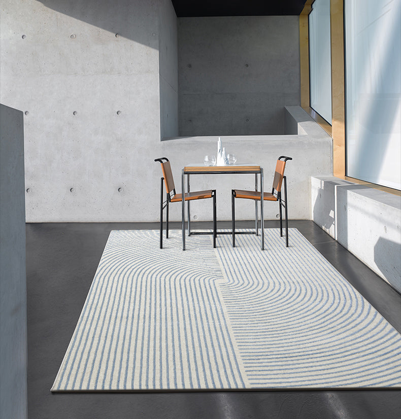 Grey Modern Area Carpet Polyester Stripe Pattern Rug Easy Care Area Rug for Home Decor