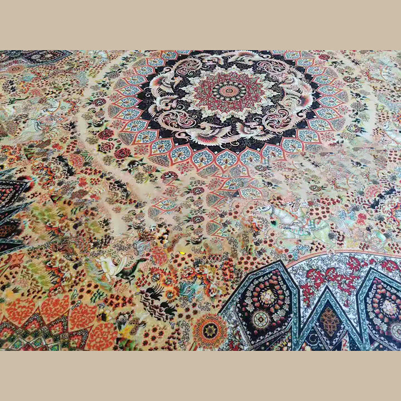 Nostalgia Ethnic Style Carpet Polyester Area Rug Stain Resistant Indoor Carpet for Living Room