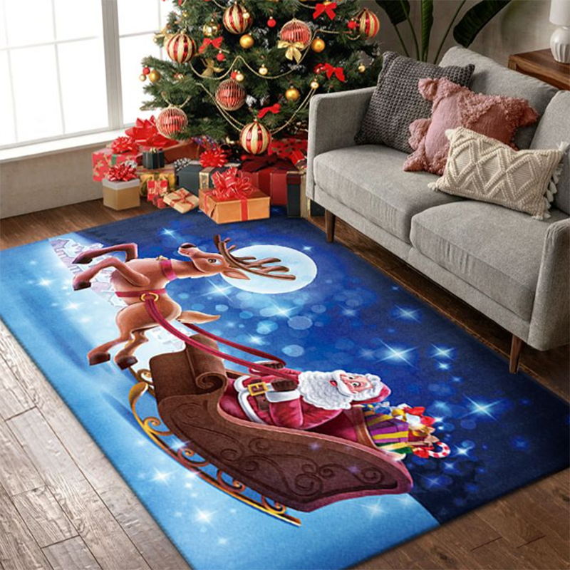 Red Christmas Rug Polyester Modern Carpet Non-Split Backing Area Carpet for Living Room