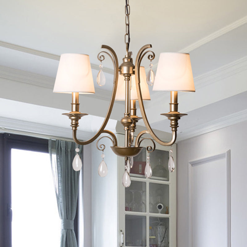 Modernismus Tränenhänge hängende Kronleuchterkristall 3 Glühbirnen Anhänger Lichtkit in Messing mit/ohne Schatten