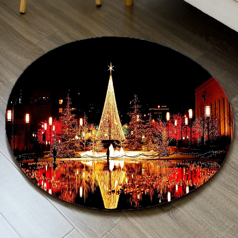 Classic Area Carpet Polyster Christmas Theme Indoor Rug Washable Anti-Slip Rug for Home Decoration