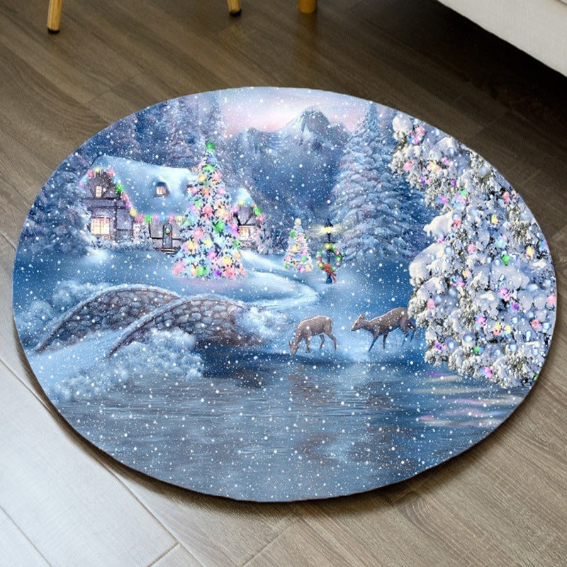 Classic Area Carpet Polyster Christmas Theme Indoor Rug Washable Anti-Slip Rug for Home Decoration