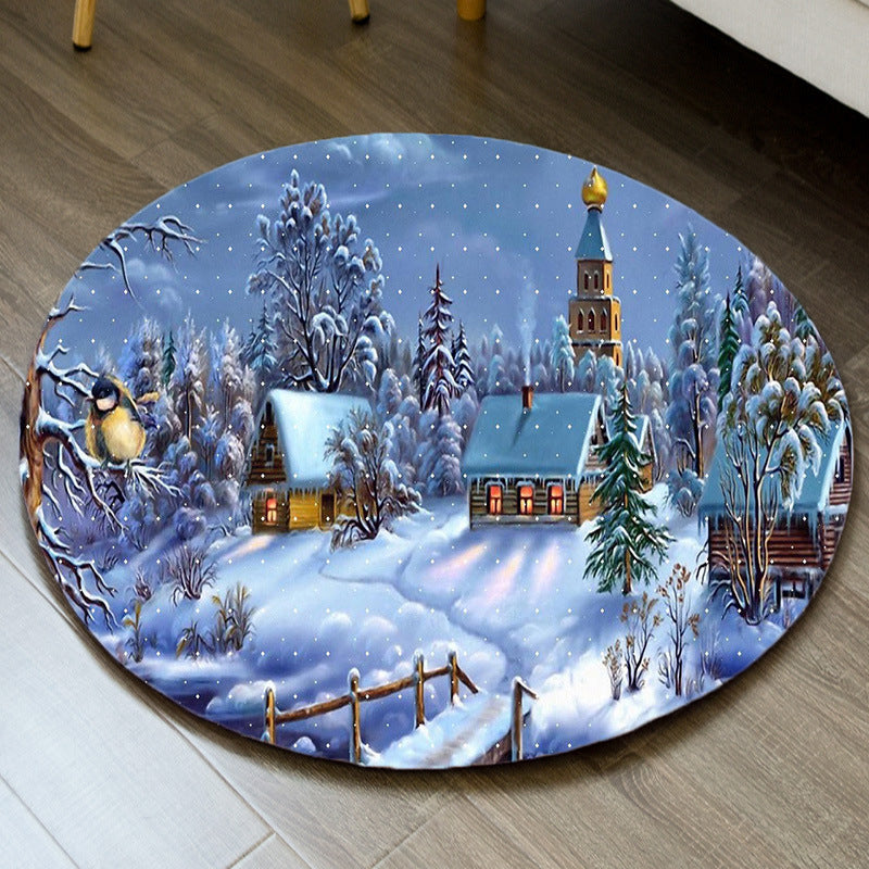 Classic Area Carpet Polyster Christmas Theme Indoor Rug Washable Anti-Slip Rug for Home Decoration