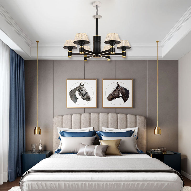 Chandelier de lustre de plafond Crystal Crystal 6/8/12 Bulbes 27,5 "/33,5" /37,5 "Light pendant noir suspendu noir de largeur