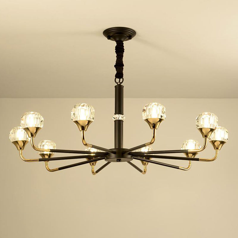 Globe Pendant Chandelier moderniste Crystal biseauté 6/8/10 Bulbes en laiton plafond Light, 22,5 "/ 26" / 30 "de largeur