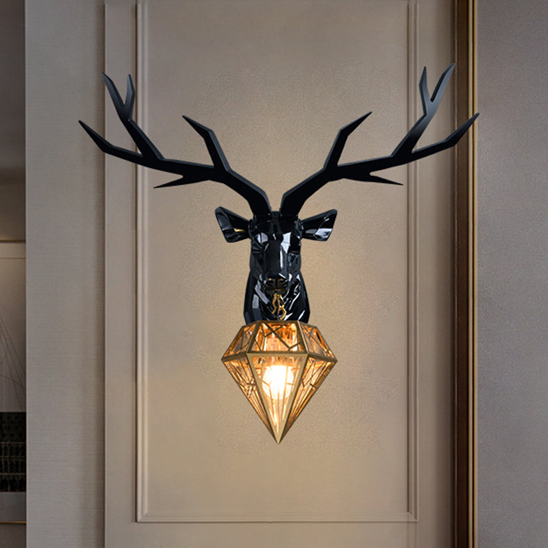 Elk Resin Wall Mounted Lamp Loft Style 1 Head Black/White/Gold SCONCE Licht met Diamond Cage Shade, 14,5 "/19.5" W