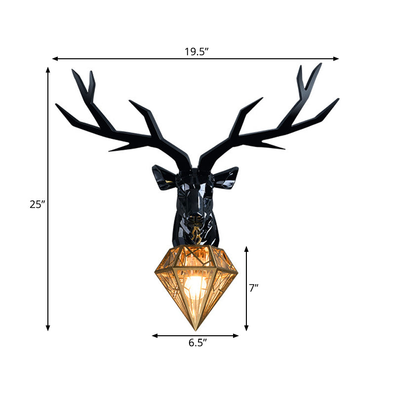 Elk Resin Wall Mounted Lamp Loft Style 1 Head Black/White/Gold SCONCE Licht met Diamond Cage Shade, 14,5 "/19.5" W