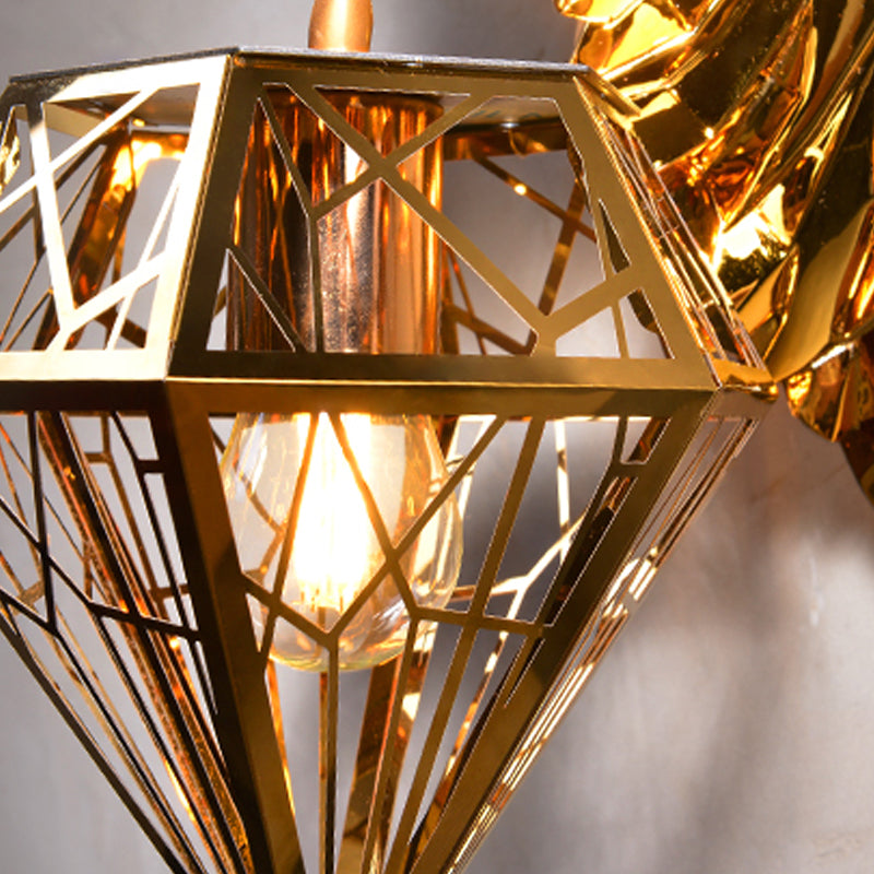 Diamond Cage Foyer A Foyer Light Sconce Resina 1 Lampada Lampada in stile Country Muro con portana d'oro in oro, largo 16 "/26"