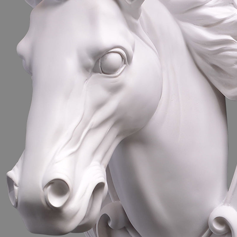 Lámpara de montaje en pared de caballo blanco, aplique de pared de resina con 1 bombilla y pantalla cónica para sala de estar, 9,5 "/12" de ancho