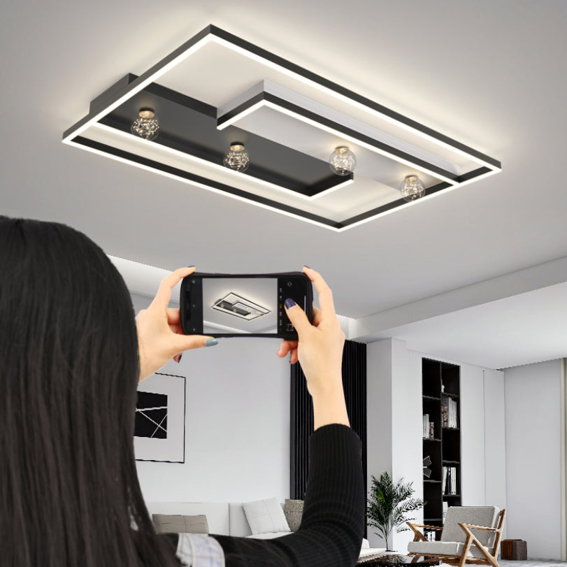 Squared Flush Mount Metal LED Minimalism Ceiling Light Fixture for Bedroom