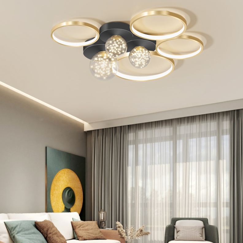 New Modern LED Metal Flush Light Black Flush Mount Ceiling Light for Living Room