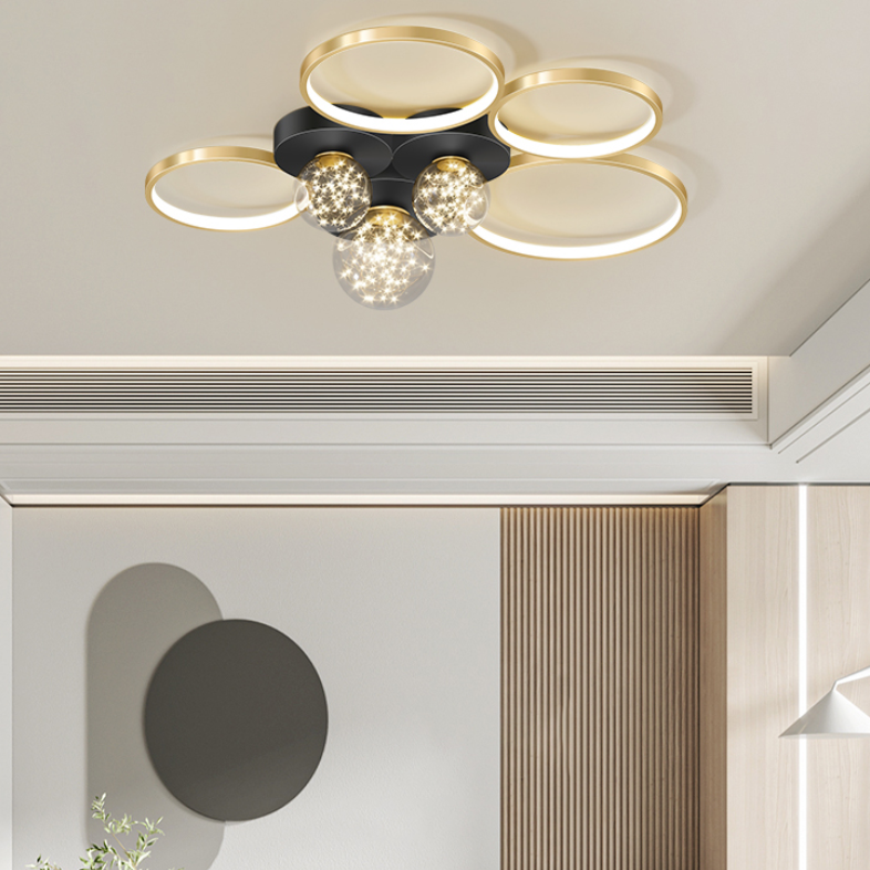 New Modern LED Metal Flush Light Black Flush Mount Ceiling Light for Living Room