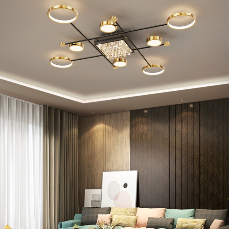 Éclairage du Mont-Flush moderne Sputnik Crystal Flush Mount Ceiling Light for Living Room