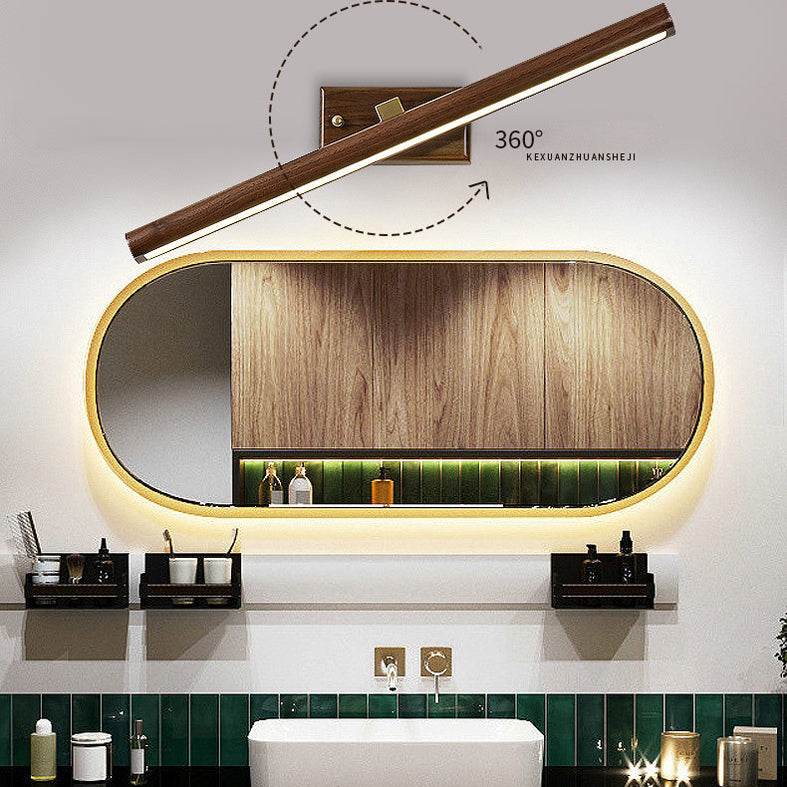 Modern Linear Vanity Sconce Lights Wood 1-Light Wall Lighting Fixture for Bathroom