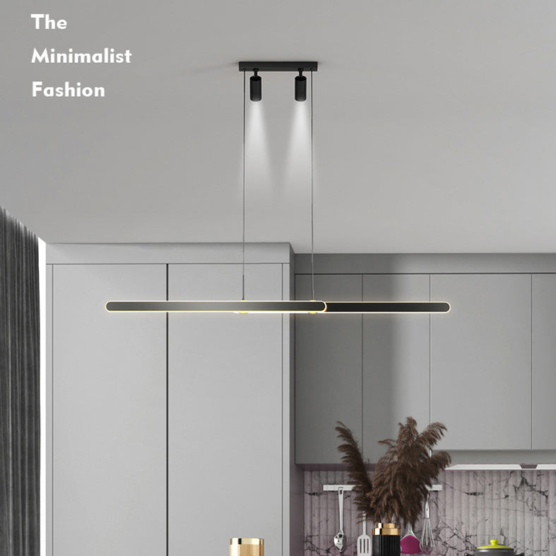 Accesorio de iluminación de lámpara de metal lineal estilo led isla negra led lámpara de techo de techo