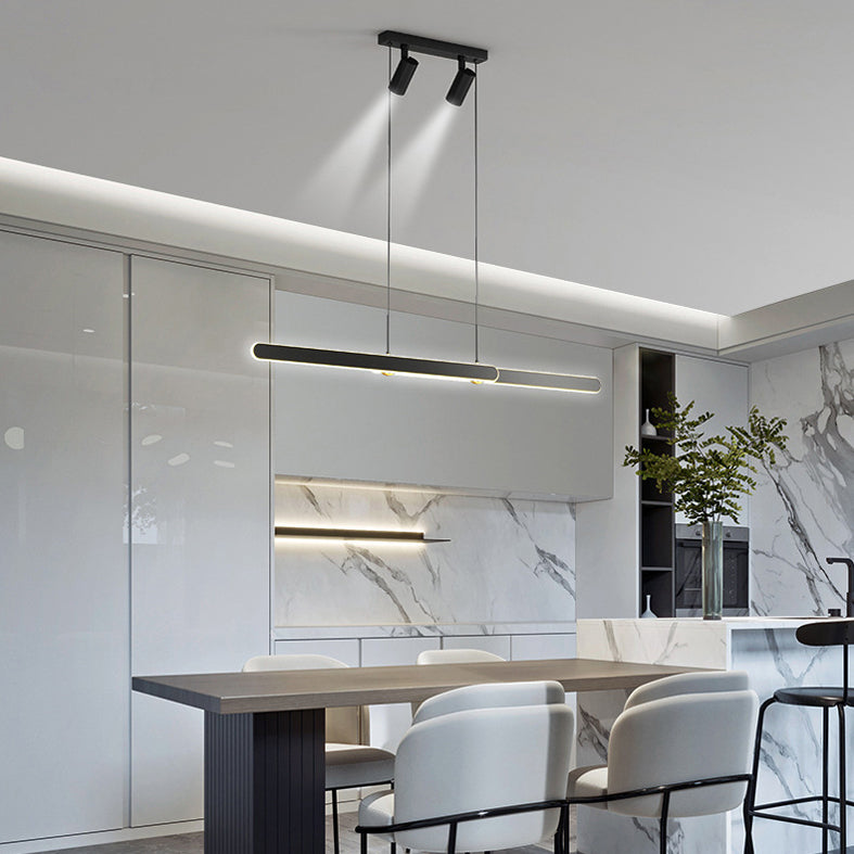 Accesorio de iluminación de lámpara de metal lineal estilo led isla negra led lámpara de techo de techo