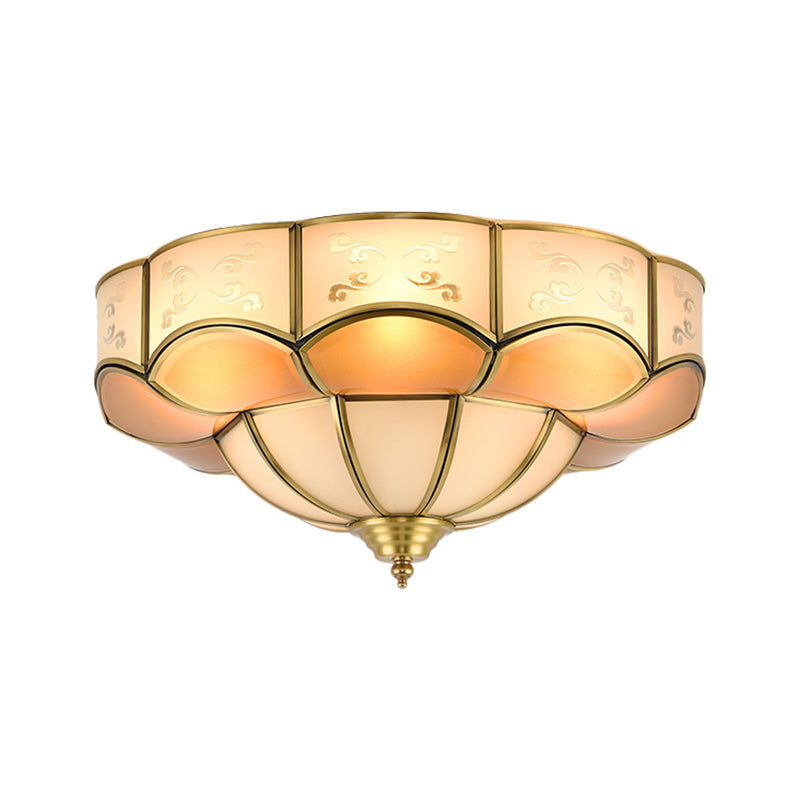 Bloom – lampe encastrée d'intérieur, panneau en verre dépoli incurvé Vintage, 3/4/6 lumières, luminaire encastré en laiton