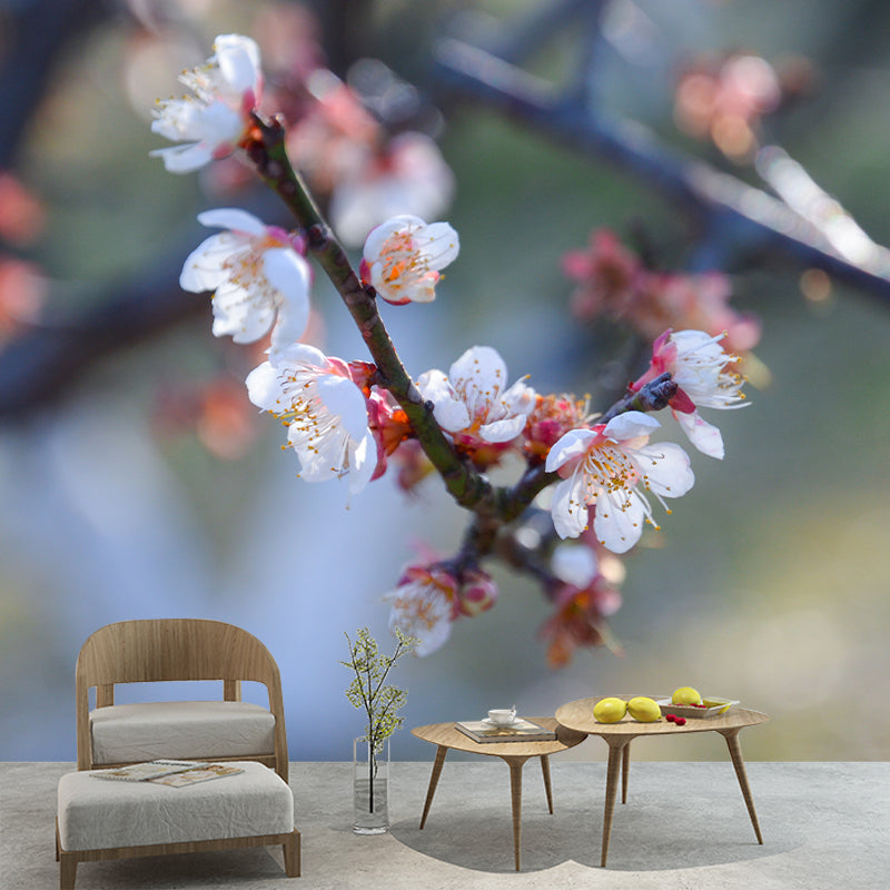 Modern Blossoming Flower Wall Paper Murals Stain Resistant Wall Decor for Bedroom