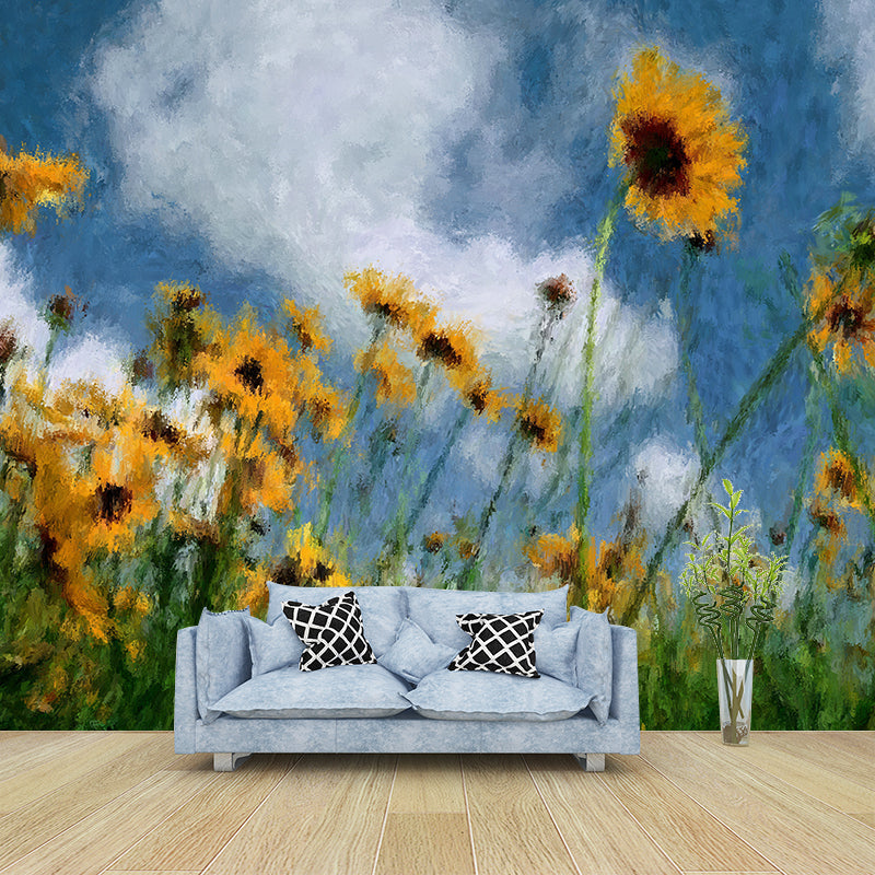 Illustration Flower Mural for Living Room Decoration Waterproof, Made to Measure