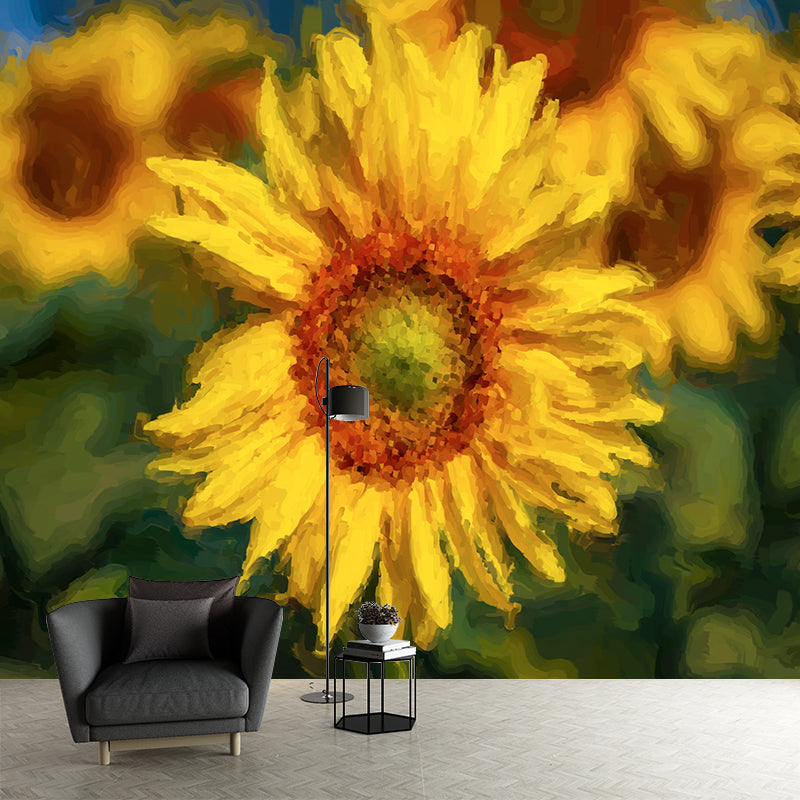 Illustration Flower Mural for Living Room Decoration Waterproof, Made to Measure