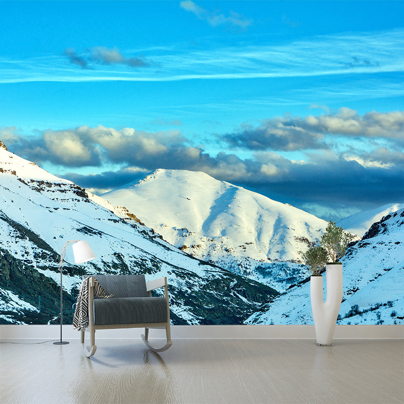 White Snow Mountain Landscape Mural Decal Waterproofing Living Room Wall Decor, Custom-Made