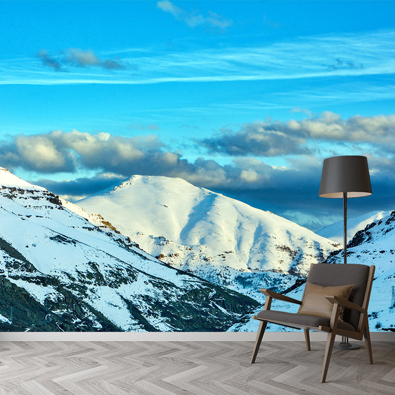 White Snow Mountain Landscape Mural Decal Waterproofing Living Room Wall Decor, Custom-Made