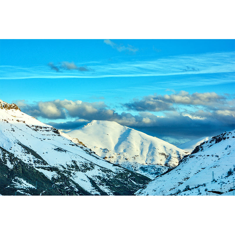 White Snow Mountain Landscape Mural Decal Waterproofing Living Room Wall Decor, Custom-Made