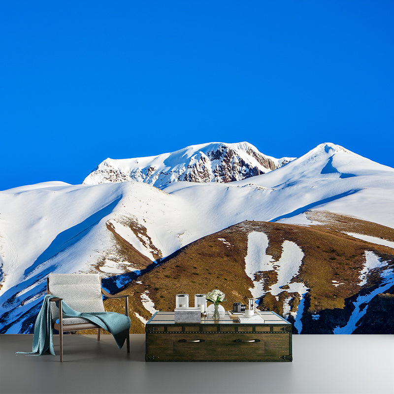 White Snow Mountain Landscape Mural Decal Waterproofing Living Room Wall Decor, Custom-Made