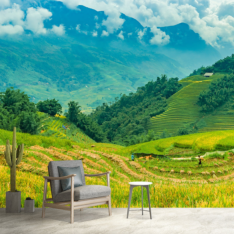 Wheat Field Mural Stain Resistant Wall Art for Dining Room, Optional Size