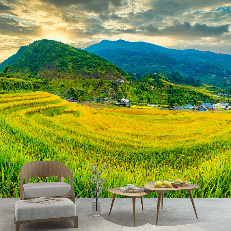 Wheat Field Mural Stain Resistant Wall Art for Dining Room, Optional Size