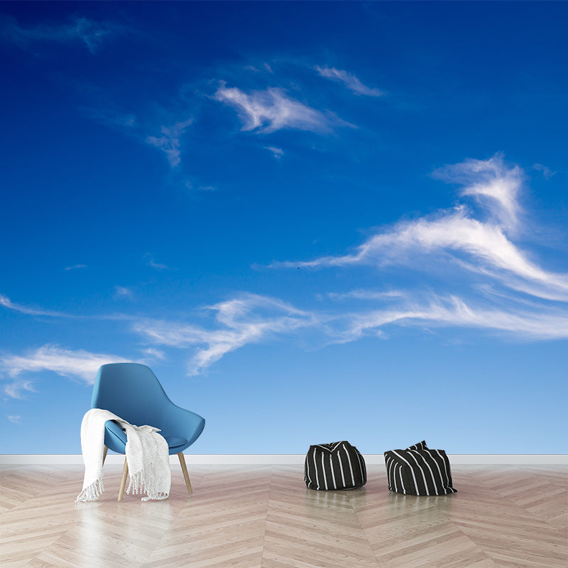 Photo Sky Mural Wallpaper for Sitting Room Decor in Blue, Made to Measure