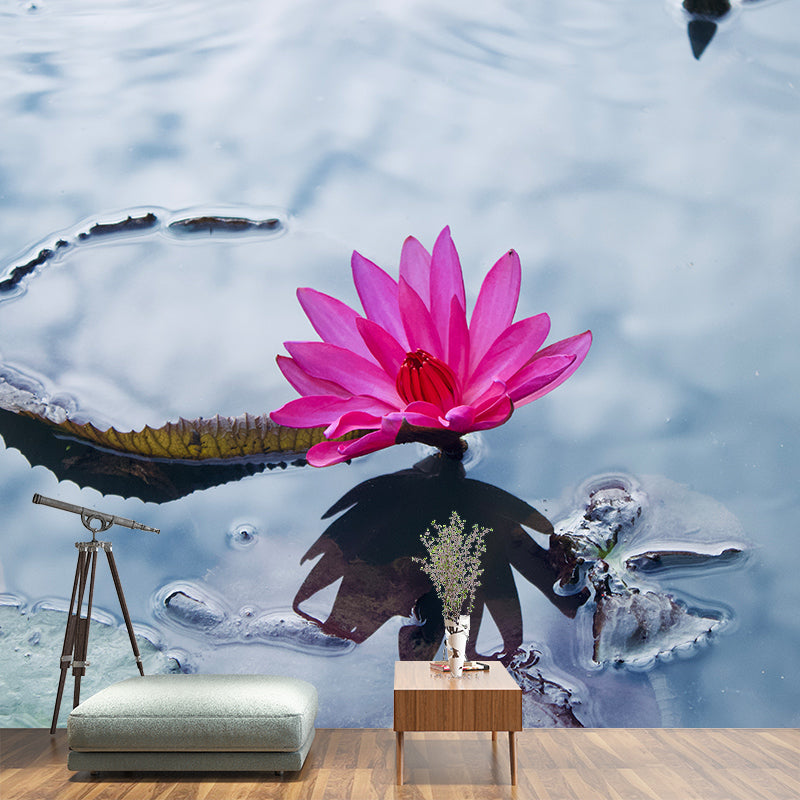 Blooming Flower Wall Mural Water-Resistant Contemporary Wall Covering for Bedroom