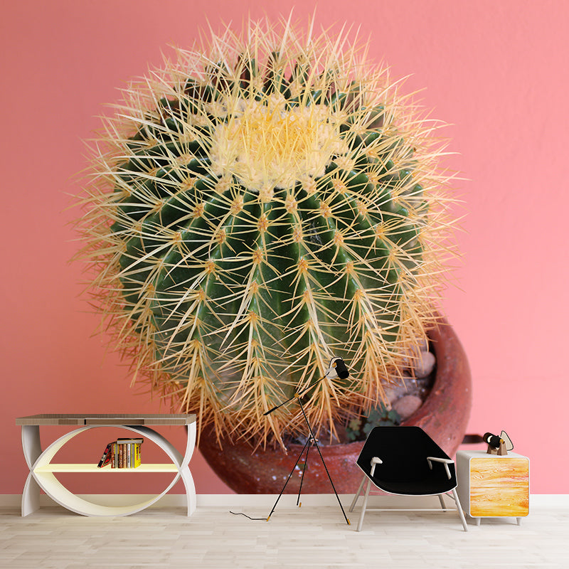 Tropical Cactus Mural Wallpaper Water Resistant Wall Decor for Bedroom
