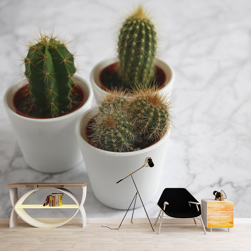 Tropical Cactus Plant Wall Mural Decal Customized Size Minimalist Wall Art for Meeting Room