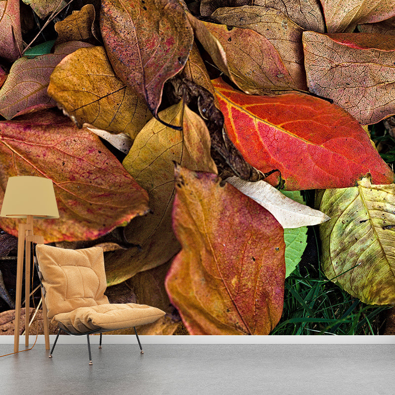 Autumn Leaves Waterproofing Wall Mural Customized Size Wall Art for Sitting Room