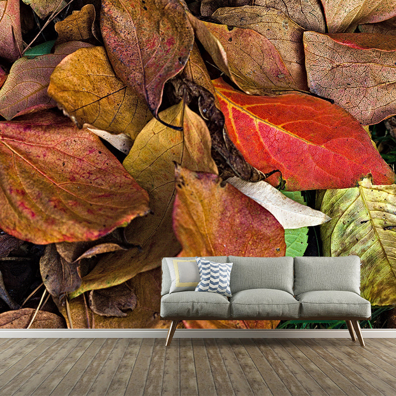 Autumn Leaves Waterproofing Wall Mural Customized Size Wall Art for Sitting Room