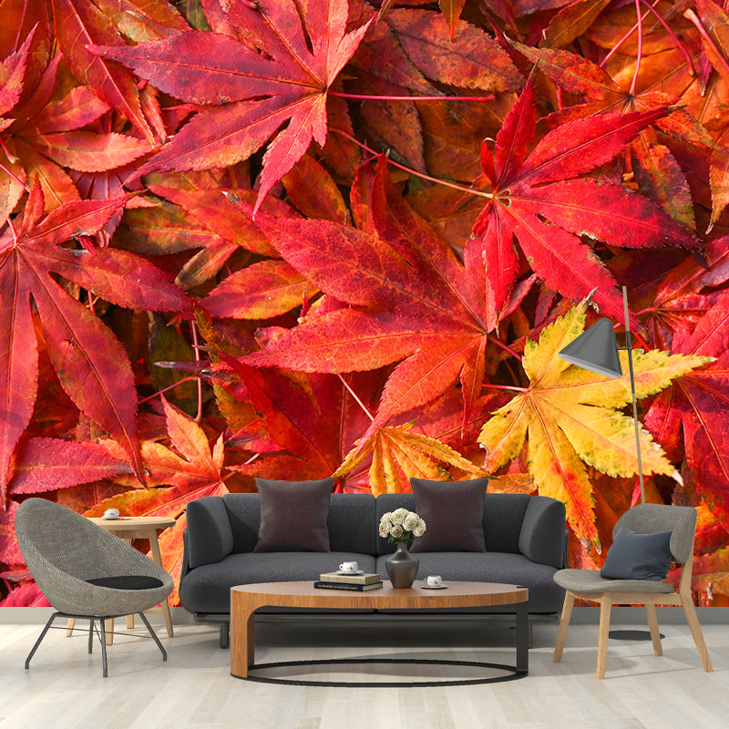 Autumn Leaves Waterproofing Wall Mural Customized Size Wall Art for Sitting Room