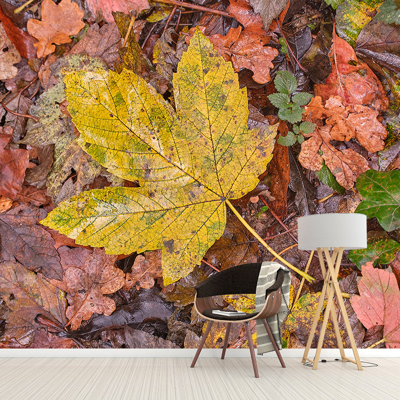 Autumn Leaves Waterproofing Wall Mural Customized Size Wall Art for Sitting Room