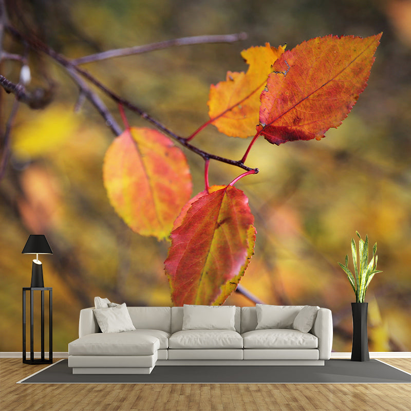 Fall Leaves Mural Wallpaper Moisture Resistant Wall Decor for Sleeping Room
