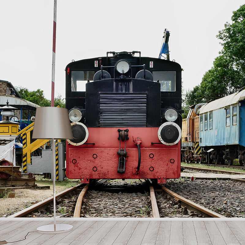 Train Mural Wallpaper Modern Transportation Stain Resistant Wall Covering