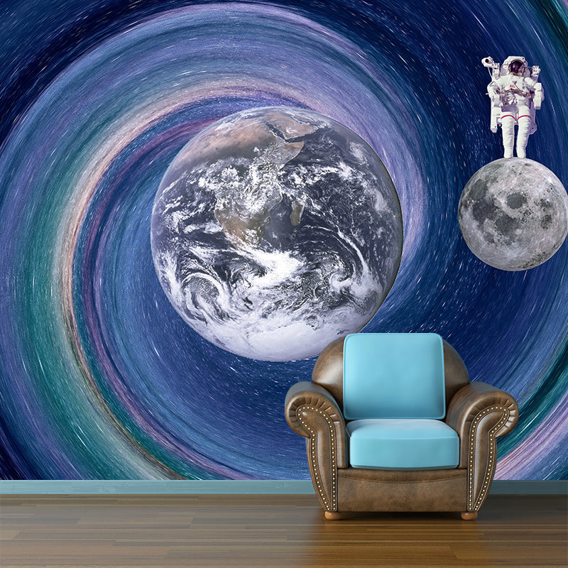 Papier peint mural d'astronaute, décoration murale de couleur foncée, anti-taches, pour salle d'étude
