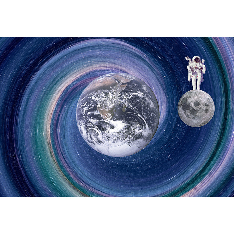Papier peint mural d'astronaute, décoration murale de couleur foncée, anti-taches, pour salle d'étude