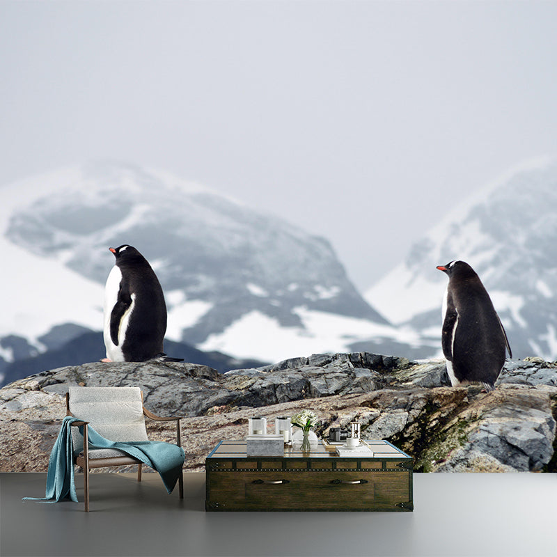 Modern Penguin Mural Wall Decor Mildew Resistant Living Room Wall Mural for Wall Decor