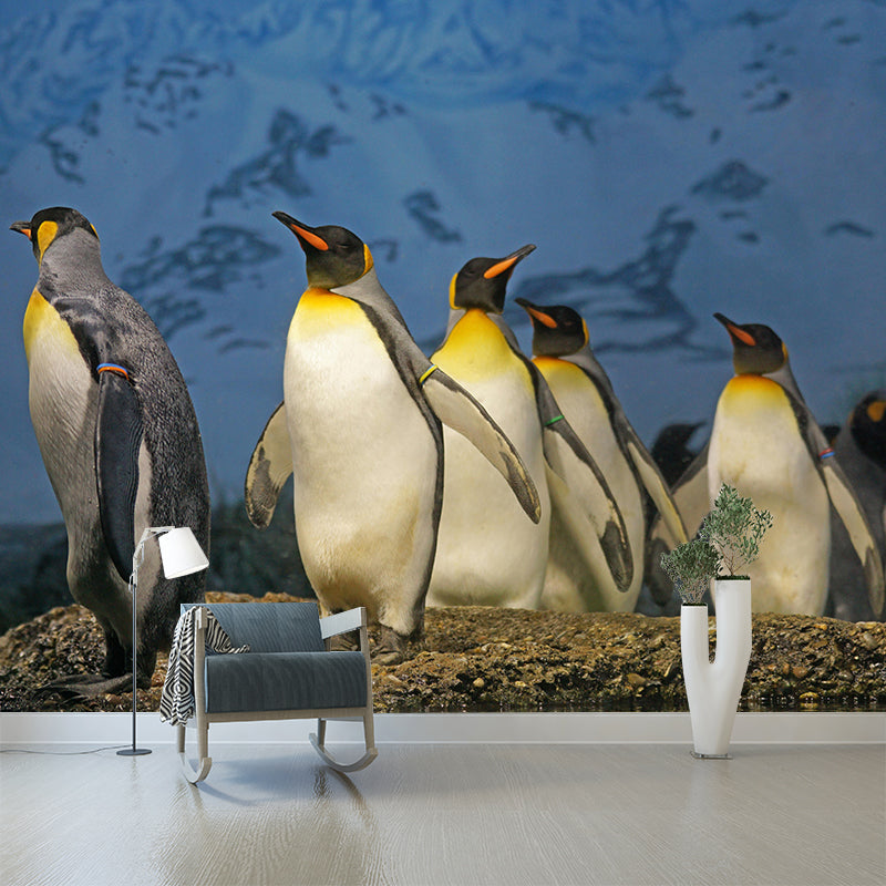 Modern Penguin Mural Wall Decor Mildew Resistant Living Room Wall Mural for Wall Decor
