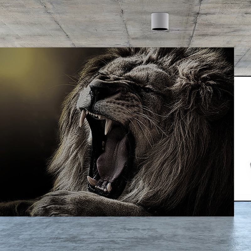 Modern Lion Face Portrait Mural Wall Decor Mildew Resistant Living Room Wall Mural for Wall Decor